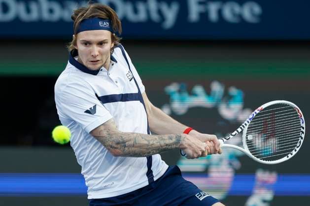 Alexander Bublik, Dubai Duty Free Tennis Championships, Dubai, U.A.E. Tennis - Dubai Tennis Championships 2024 - ATP, Tennis Herren - Dubai Duty Free Tennis Stadium - Dubai - - United Arab Emirates - 1 March 2024. Copyright: xJuergenxHasenkopfx