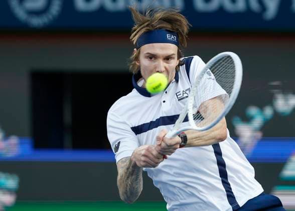 Alexander Bublik, Dubai Duty Free Tennis Championships, Dubai, U.A.E. Tennis - Dubai Tennis Championships 2024 - ATP, Tennis Herren - Dubai Duty Free Tennis Stadium - Dubai - - United Arab Emirates - 1 March 2024. Copyright: xJuergenxHasenkopfx