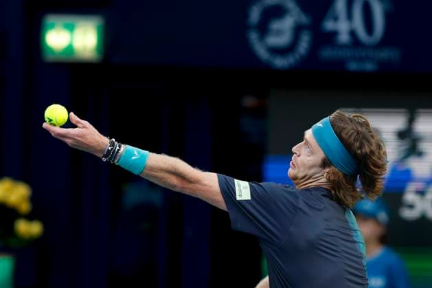 Andrey Rublev, Dubai Duty Free Tennis Championships, Dubai, U.A.E. Tennis - Dubai Tennis Championships 2024 - ATP, Tennis Herren - Dubai Duty Free Tennis Stadium - Dubai - - United Arab Emirates - 1 March 2024. Copyright: xJuergenxHasenkopfx