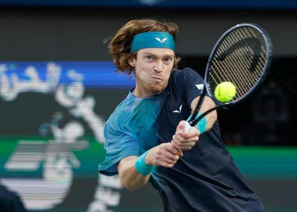 Andrey Rublev, Dubai Duty Free Tennis Championships, Dubai, U.A.E. Tennis - Dubai Tennis Championships 2024 - ATP, Tennis Herren - Dubai Duty Free Tennis Stadium - Dubai - - United Arab Emirates - 1 March 2024. Copyright: xJuergenxHasenkopfx