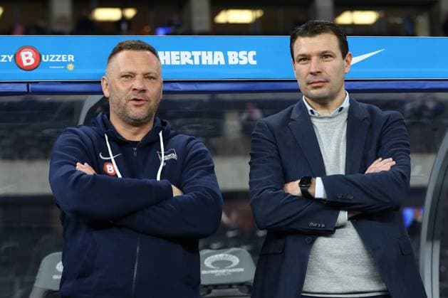 01.03.2024, xtgx, Fussball - 2.Bundesliga, Hertha BSC Berlin - Holstein Kiel emspor, v.l. Pal Dardai (Hertha, Trainer), Benjamin Weber (Hertha, Sportdirektor) (DFL DFB REGULATIONS PROHIBIT ANY USE OF PHOTOGRAPHS as IMAGE SEQUENCES and or QUASI-VIDEO) Berlin