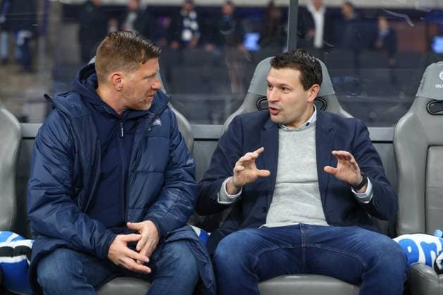 01.03.2024, xtgx, Fussball - 2.Bundesliga, Hertha BSC Berlin - Holstein Kiel emspor, v.l. Andreas Zecke Neuendorf (Hertha, Leiter Lizenzbereich) Benjamin Weber (Hertha, Sportdirektor) (DFL DFB REGULATIONS PROHIBIT ANY USE OF PHOTOGRAPHS as IMAGE SEQUENCES and or QUASI-VIDEO) Berlin
