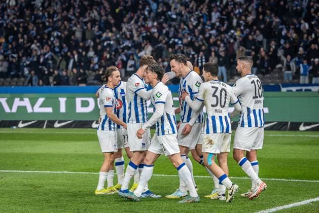2. Fußball Bundesliga, Hertha BSC vs Holstein Kiel. Berlin, 01.03.2024 Jubel zum 2:0 durch Haris Tabakovic (Hertha BSC, 25) 2. Fußball Bundesliga, Hertha BSC vs Holstein Kiel, Olympiastadion, Berlin, 01.03.2024 DFL REGULATIONS PROHIBIT ANY USE OF PHOTOGRAPHS AS IMAGE SEQUENCES AND OR QUASI-VIDEO.