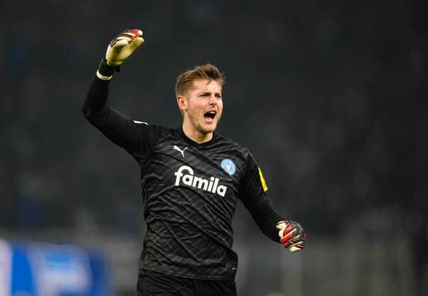 Germany, Berlin, 01.03.2024, Olympic Stadium, Hertha BSC vs Holstein Kiel - 2. Bundesliga, Timon Weiner (Holstein Kiel) celebrate Berlin Olympic Stadium Berlin Germany