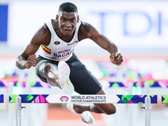 Bilder des Jahres 2024, Sport 03 März Sport Themen der Woche KW09 Sport Bilder des Tages Belgian Elie Bacari pictured in action before the heats of the men s 60m hurdles event, on day two of the World Athletics Indoor Championships in Glasgow, Scotland, UK, on Saturday 02 March 2024. The Worlds are taking place from 01 to 03 March 2024. BENOITxDOPPAGNE  x87839218x