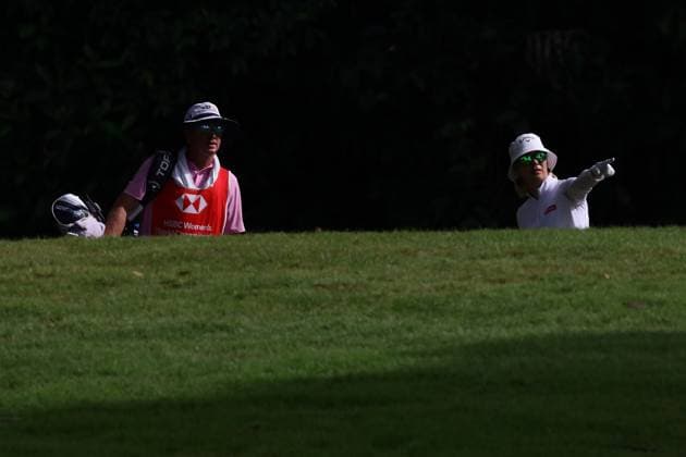HSBC Women s World Championship, WM, Weltmeisterschaft - Round Three Madelene Sagstrom of Sweden and her caddie are in action during round three of the HSBC Women s World Championship at Sentosa Golf Club in Singapore, on March 2, 2024. Singapore Singapore  Copyright: xSuhaimixAbdullahx originalFilename:abdullah-notitle240302_npQUj.jpg