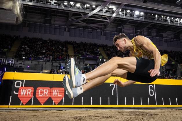 Bilder des Jahres 2024, Sport 03 März Sport Themen der Woche KW09 Sport Bilder des Tages World Athletics Indoor Championships; Glasgow, 02.03.2024 BATZ, Simon (GER) beim Weitsprung-Finale an Tag 2 (Vormittagssession) der World Athletics Indoor Championships in Glasgow (Schottland Vereinigtes Königreich) am 22.08.2023. *** World Athletics Indoor Championships Glasgow, 02 03 2024 BATZ, Simon GER in the long jump final on day 2 morning session of the World Athletics Indoor Championships in Glasgow Scotland United Kingdom on 22 08 2023 Copyright: xBEAUTIFULxSPORTS AxelxKohringx
