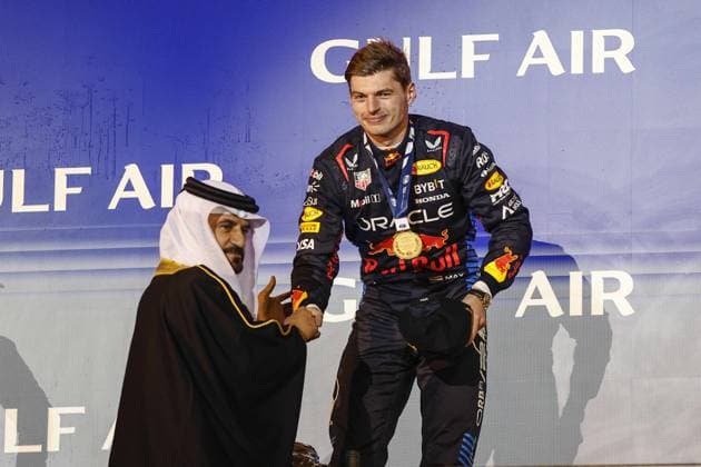 VERSTAPPEN Max (ned), Red Bull Racing RB20, portrait BEN SULAYEM Mohammed (uae), President of the FIA, portrait during the Formula 1 Gulf Air Bahrain Grand Prix 2024, 1st round of the 2024 FIA Formula One World Championship, WM, Weltmeisterschaft from February 29 to March 2, 2024 on the Bahrain International Circuit, in Sakhir, Bahrain - F1 - BAHRAIN GRAND PRIX 2024 DPPI Panoramic  240302_R01_BAHRAIN__BR36455