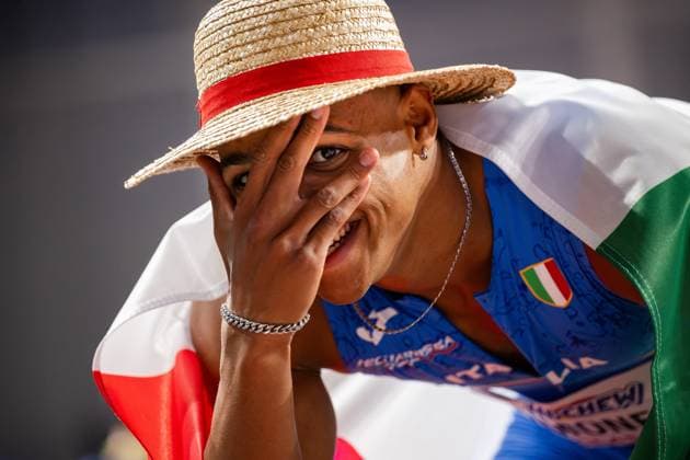 Bilder des Jahres 2024, Sport 03 März Sport Themen der Woche KW09 Sport Bilder des Tages 240302 Lorenzo Ndele Simonelli of Italy celebrates after men?s 60m hurdles final during day 2 of the 2024 World Athletics Indoor Championships on March 2, 2024 in Glasgow. Photo: Simon Hastegard BILDBYRAN kod SH SH0468 friidrott athletics friidrett 2024 world athletics championships world athletics championships friidrotts-vm friidretts-vm vm sweden bbeng *** 240302 Lorenzo Ndele Simonelli of Italy celebrates after men?s 60m hurdles final during day 2 of the 2024 World Athletics Indoor Championships on March 2, 2024 in Glasgow Photo Simon Hastegard BILDBYRAN kod SH SH0468 friidrott athletics friidrett 2024 world athletics championships world athletics championships friidrotts vm friidretts vm vm sweden bbeng  Copyright: SIMONxHASTEGARD BB240302SH095