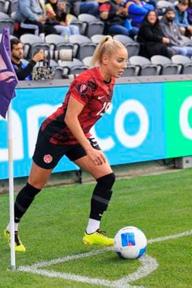 March 2, 2024, Carson, California, USA: CloE Lacasse 20 of Canada takes a corner kick during the 2024 Concacaf W Gold Cup Quarterfinal match against the Costa Rica on Saturday March 2, 2024 at BMO Stadium, in Los Angeles California. JAVIER ROJAS PI Carson U.S - ZUMAp124 20240302_zaa_p124_006 Copyright: xJavierxRojasx