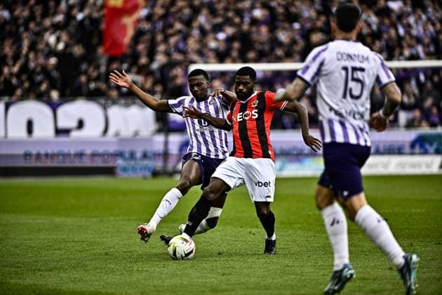 Jeremie Boga (ogc) FOOTBALL : Toulouse vs Nice - 24eme Journee de Ligue1 UBEREATS - Toulouse - 03 03 2024 ThierryBreton Panoramic 