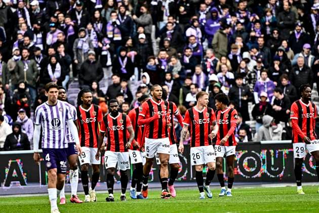 Joie but Terem Moffi (ogc) FOOTBALL : Toulouse vs Nice - 24eme Journee de Ligue1 UBEREATS - Toulouse - 03 03 2024 ThierryBreton Panoramic 