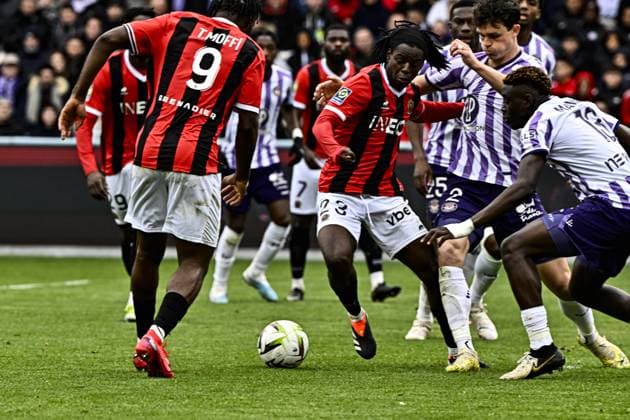 Jordan Lotomba (ogc) FOOTBALL : Toulouse vs Nice - 24eme Journee de Ligue1 UBEREATS - Toulouse - 03 03 2024 ThierryBreton Panoramic 