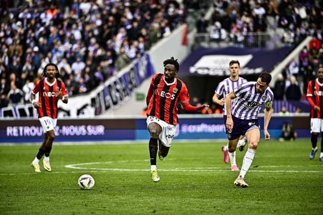 Evann Guessand (ogc) FOOTBALL : Toulouse vs Nice - 24eme Journee de Ligue1 UBEREATS - Toulouse - 03 03 2024 ThierryBreton Panoramic 