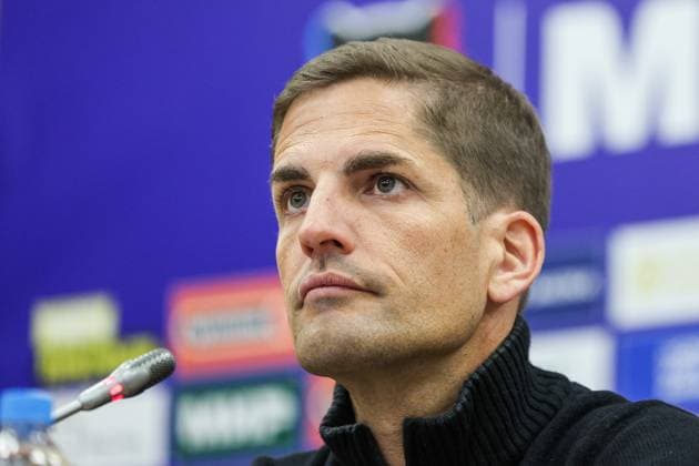 RUSSIA, KALININGRAD - MARCH 3, 2024: FC Sochi head coach Robert Moreno is seen during a press conference, PK, Pressekonferenz following a 2023 2024 Russian Premier League Round 19 football match between Kaliningradâ€™s Baltika and FC Sochi at Rostec Arena. Vitaly Nevar TASS  67883369