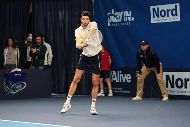 Arthur RINDERKNECH lors de la finale du Play In Challenger Lille 2024 ATP, Tennis Herren Challenger Tour, le 3 mars 2024 TENNIS : PLAY IN CHALLENGER LILLE FINALE 03 03 2024 LaurentSanson Panoramic 
