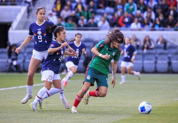 March 3, 2024, Los Angeles, California, USA: Jacqueline Ovalle 11 of Mexico scores a goal during the 2024 Concacaf W Gold Cup Quarterfinal match against Paraguay on Sunday March 3, 2024 at BMO Stadium in Los Angeles, California. Mexico defeats Paraguay, 3-2. ARIANA RUIZ PI Los Angeles U.S - ZUMAp124 20240303_zaa_p124_006 Copyright: xArianaxRuizx