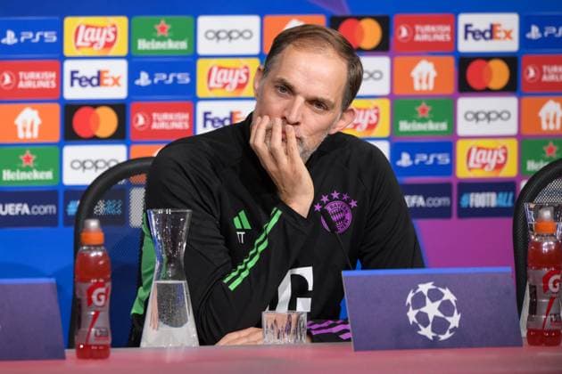 Fußball, UEFA Championsleague, 20240304, Pressekonferenz FC Bayern München - SS Lazio Rom. Im Bild Trainer des FC Bayern München Thomas TUCHEL hört Fragen zu konzentriert fokussiert Hand am Kinn. München Allianz Arena Bayern Deutschland Copyright: Passion2Press MarkusxFischerx