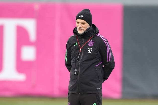 Chef-Trainer Thomas Tuchel (FC Bayern Muenchen) auf dem Platz, Abschlusstraining, FC Bayern Muenchen, Champions League, Fussball, Achtelfinale, Rueckspiel, 04.03.2024 Muenchen Bayern Deutschland