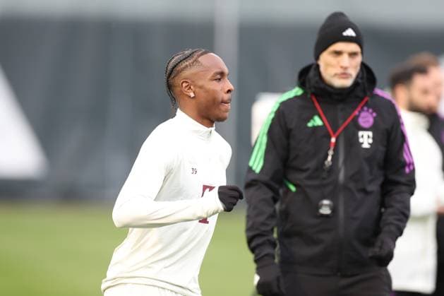 Mathys Tel 39 (FC Bayern Muenchen), Abschlusstraining, FC Bayern Muenchen, Champions League, Fussball, Achtelfinale, Rueckspiel, 04.03.2024 Muenchen Bayern Deutschland