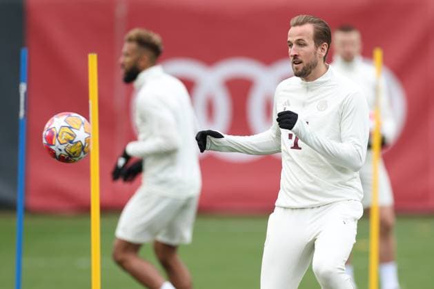 Harry Kane 9 (FC Bayern Muenchen) beim Abschlusstraining, Abschlusstraining, FC Bayern Muenchen, Champions League, Fussball, Achtelfinale, Rueckspiel, 04.03.2024 Muenchen Bayern Deutschland