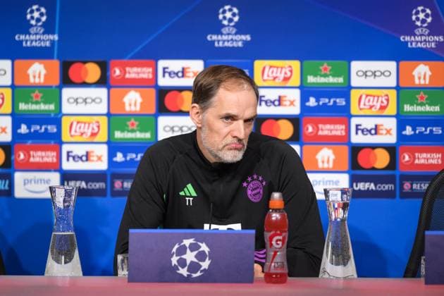 Fußball, UEFA Championsleague, 20240304, Pressekonferenz FC Bayern München - SS Lazio Rom. Im Bild Trainer des FC Bayern München Thomas TUCHEL Gestik Mimig unbeeindrickt fragend. München Allianz Arena Bayern Deutschland Copyright: Passion2Press MarkusxFischerx