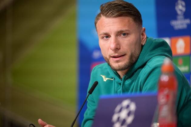 Fußball, UEFA Championsleague, 20240304, Pressekonferenz FC Bayern München - SS Lazio Rom. Im Bild Ciro IMMOBILE (SS Lazio Rom, 17) spricht. München Allianz Arena Bayern Deutschland Copyright: Passion2Press MarkusxFischerx