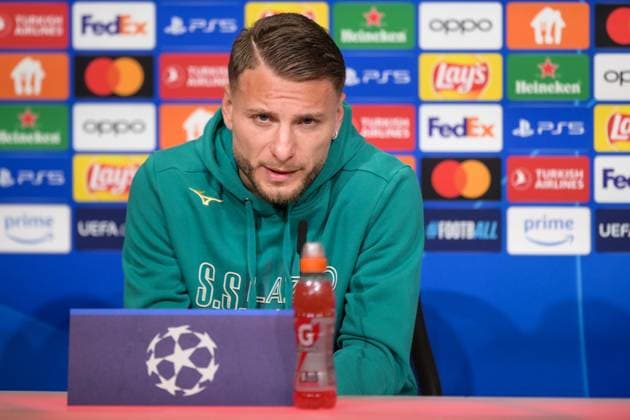 Fußball, UEFA Championsleague, 20240304, Pressekonferenz FC Bayern München - SS Lazio Rom. Im Bild Ciro IMMOBILE (SS Lazio Rom, 17) spricht. München Allianz Arena Bayern Deutschland Copyright: Passion2Press MarkusxFischerx