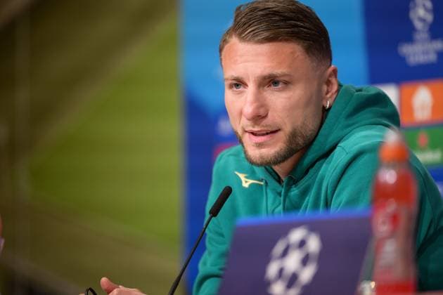 Fußball, UEFA Championsleague, 20240304, Pressekonferenz FC Bayern München - SS Lazio Rom. Im Bild Ciro IMMOBILE (SS Lazio Rom, 17) spricht. München Allianz Arena Bayern Deutschland Copyright: Passion2Press MarkusxFischerx