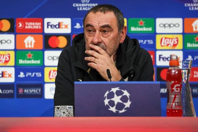 Sarri Maurizio (S.S. Lazio Rom, Head-Coach) bei der Pressekoferenz, at the press conference, PK, Pressekonferenz Internationale Pressekonferenz. S.S. Lazio Rom, Fussball, UEFA Champions League, Achtelfinale Rueckspiel, Saison 23 24, 04.03.2024 , Internationale Pressekonferenz.S.S. Lazio Rom, Fussball, UEFA Champions League, Achtelfinale Rueckspiel, Saison 23 24, 04.03.2024 Muenchen Copyright: xEibner-Pressefoto JennixMaulx EP_JML