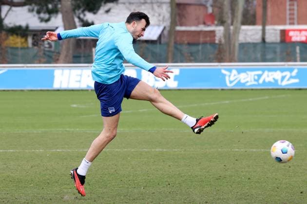 DEU, DFL, 2. FBL Hertha BSC, Training, 05.03.2024, Sportforum, Berlin, DEU, DFL, 2. FBL Hertha BSC, Training, im Bild Haris Tabakovic (Hertha BSC Berlin 25) DFL - regulations prohibit any use of Photographs as image sequences and or quasi-video Foto: Juergen Engler nordphoto GmbH