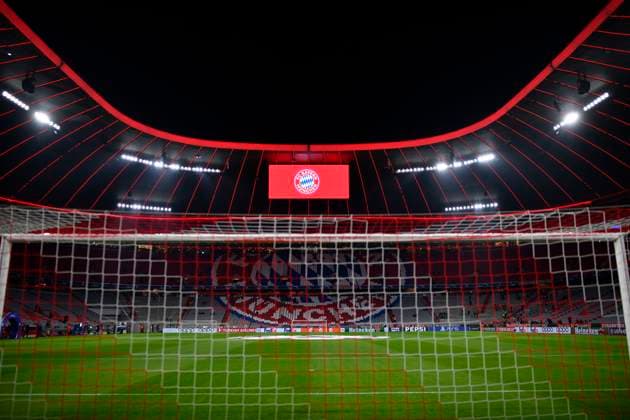 vor Spielbeginn: Innenraum leer Tornetz Tor Anzeigetafel Rasen Tribuene FC Bayern Muenchen FCB vs Lazio Rom Achtelfinale Rueckspiel 05.03.2024 DFL REGULATIONS PROHIBIT ANY USE OF PHOTOGRAPHS AS IMAGE SEQUENCES AND OR QUASI-VIDEO FC Bayern Muenchen FCB vs Lazio Rom