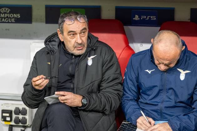 Coach Maurizio Sarri, FC Bayern Muenchen vs. Lazio Rom, Fussball, UEFA Champions League Achtelfinale Rueckspiel, 05.03.2024 DFB regulations prohibit any use of photographs as image sequences and or quasi-video Muenchen Bayern Deutschland