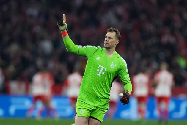 Torjubel von Manuel Neuer 1 (FC Bayern Muenchen) zum 1:0, FC Bayern Muenchen vs. S. S. Lazio Rom, Champions League, Fussball, Achtelfinale, Rueckspiel, 05.03.2024 Muenchen Bayern Deutschland