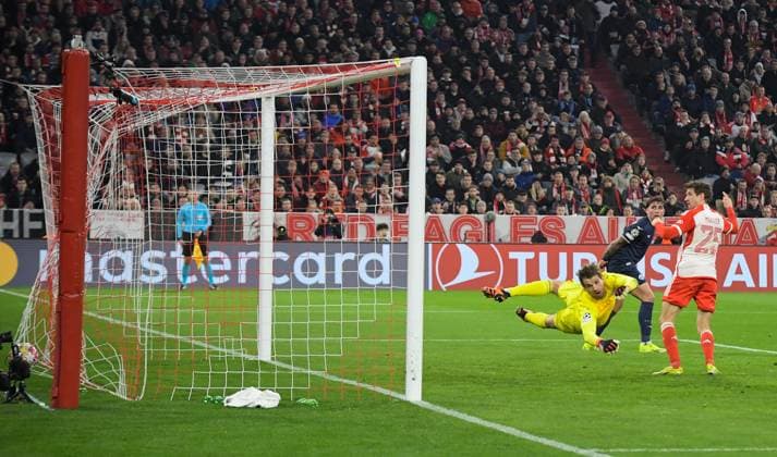 05.03.2024, xemx, Fussball UEFA Champions League 1 8 Finale, FC Bayern Muenchen - Lazio Rom emspor, v.l. Thomas Mueller(FC Bayern Muenchen) Goal scored, erziehlt das Tor zum 2:0 (DFL DFB REGULATIONS PROHIBIT ANY USE OF PHOTOGRAPHS as IMAGE SEQUENCES and or QUASI-VIDEO) Muenchen
