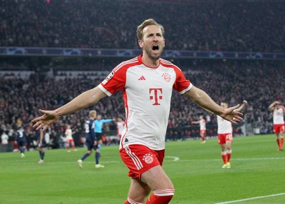 Torjubel 3:0 München, Torschütze Harry Kane (Bayern) . FC Bayern München-Lazio Rom . München, GER, 05.03.2024, Fussball: Champions League: Achtelfinale: Saison 23 24: