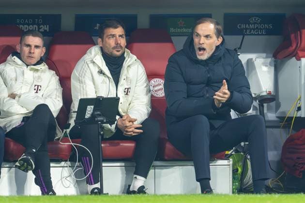 Cheftrainer Thomas Tuchel (FC Bayern Muenchen), emotional, FC Bayern Muenchen vs. Lazio Rom, Fussball, UEFA Champions League Achtelfinale Rueckspiel, 05.03.2024 DFB regulations prohibit any use of photographs as image sequences and or quasi-video Muenchen Bayern Deutschland