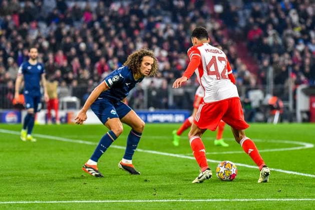 Matteo Guendouzi (8 Lazio Rom) und Jamal Musiala (42 FC Bayern) in Aktion beim Champions Leaguespiel FC Bayern München - Lazio Rom am 05.03.2024 München Allianz Arena Bayern Deutschland