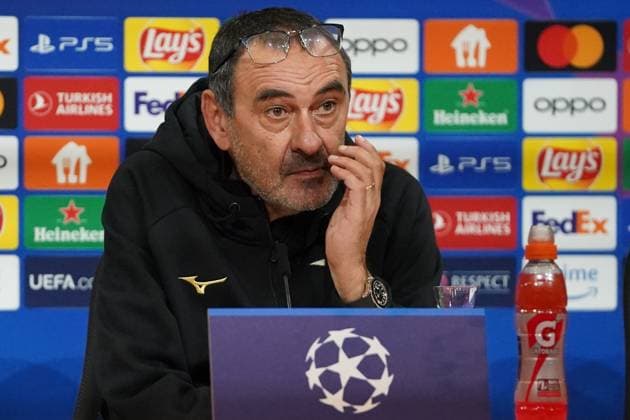 Maurizio Sarri (Trainer Lazio Rom) bei der Pressekonferenz nach dem Champions Leaguespiel FC Bayern München - Lazio Rom am 05.03.2024 München Allianz Arena Bayern Deutschland