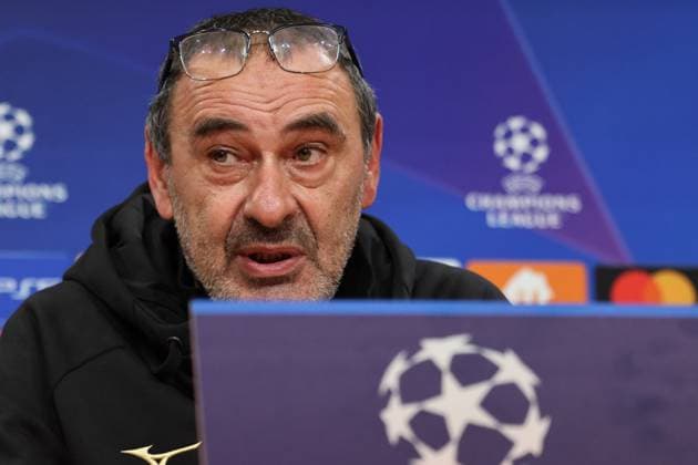 Trainer Maurizio Sarri (Lazio Rom) Portraet, Portrait, Pressekonferenz, Fussball UEFA Champions League FC Bayern Muenchen - Societa Sportiva Lazio, S.S. Lazio Rom Allianz Arena 05.03.2025 FOTO: Mladen Lackovic LakoPress