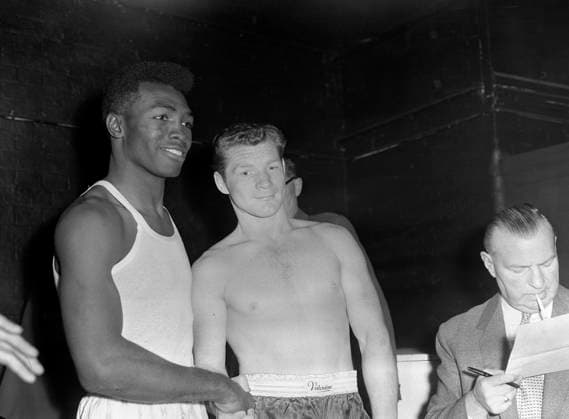 Gomeo Brennan v Mick Leahy (L-R) Gomeo Brennan of the Bahamas shakes hands with Mick Leahy of Coventry at the weigh in before their middleweight bout at the Empire Pool, Wembley, Credit:TI Avalon  Copyright: xTIx xAvalonx 0559762551