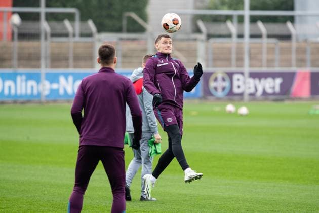 Bayer 04 Leverkusen; Training ; 06.03.2024 Florian Wirtz (Bayer 04 Leverkusen, 10) mit dem Kopfball Bayer 04 Leverkusen; Training ; 06.03.2024 Copyright: xBEAUTIFULxSPORTS Buriakovx