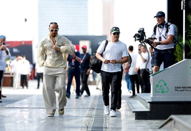 44 Lewis Hamilton (GBR, Mercedes-AMG Petronas F1 Team), 77 Valtteri Bottas (FIN, Stake F1 Team Kick Sauber), F1 Grand Prix of Saudi Arabia at Jeddah Corniche Circuit on March 6, 2024 in Jeddah, Saudi Arabia. (Photo by HOCH ZWEI) Jeddah Saudi Arabia
