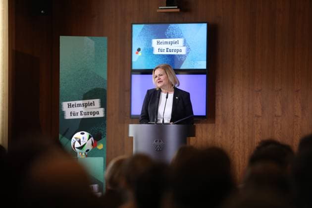 Berlin, Deutschland, 06.03.2024: Bundesinnenministerium: 100-Tage-Countdown-Event zur Fußball-Europameisterschaft 2024: Bundesinnenministerin Nancy Faeser hält eine Rede Copyright: xdtsxNachrichtenagenturx dts_32267