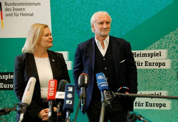 Bundesinnenministerin Nancy Faeser, DFP-Sportdirektor Rudi Völler, Deutschland, Berlin, 100-Tage Countdown Event zur UEFA EURO, EM, Europameisterschaft,Fussball 2024