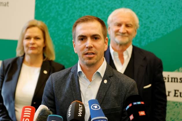 Bundesinnenministerin Nancy Faeser, Turnierdirektor Philipp Lahm, DFP-Sportdirektor Rudi Völler, Deutschland, Berlin, 100-Tage Countdown Event zur UEFA EURO, EM, Europameisterschaft,Fussball 2024