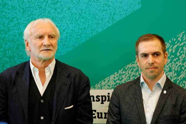 DFP-Sportdirektor Rudi Völler, Turnierdirektor Philipp Lahm, Deutschland, Berlin, 100-Tage Countdown Event zur UEFA EURO, EM, Europameisterschaft,Fussball 2024