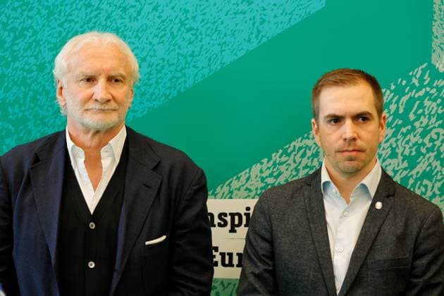 DFP-Sportdirektor Rudi Völler, Turnierdirektor Philipp Lahm, Deutschland, Berlin, 100-Tage Countdown Event zur UEFA EURO, EM, Europameisterschaft,Fussball 2024