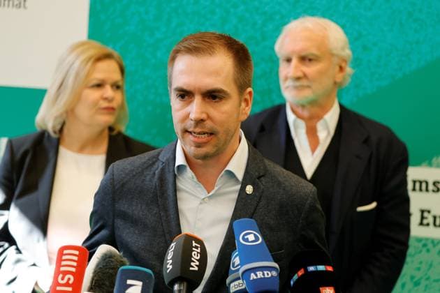 Bundesinnenministerin Nancy Faeser, Turnierdirektor Philipp Lahm, DFP-Sportdirektor Rudi Völler, Deutschland, Berlin, 100-Tage Countdown Event zur UEFA EURO, EM, Europameisterschaft,Fussball 2024