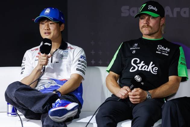 TSUNODA Yuki (jap), Visa Cash App RB F1 Team VCARB 01, portrait, BOTTAS Valtteri (fin), Stake F1 Team Kick Sauber C44, portrait, press conference, PK, Pressekonferenz during the Formula 1 STC Saudi Arabian Grand Prix 2024, 2nd round of the 2024 Formula One World Championship, WM, Weltmeisterschaft from March 7 to 9, 2024 on the Jeddah Corniche Circuit, in Jeddah, Saudi Arabia - F1 - SAUDI ARABIAN GRAND PRIX 2024 DPPI Panoramic 240306_R02_SAUDI__LF_9717